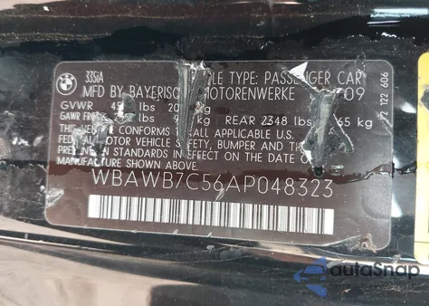 2010 BMW 335I из США, поврежденный, VIN WBAWB7C56AP048323